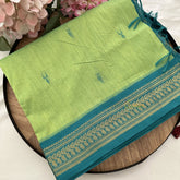 Vriksham Parrot Green With Green Border-Kalyani Cotton Saree-VS4593